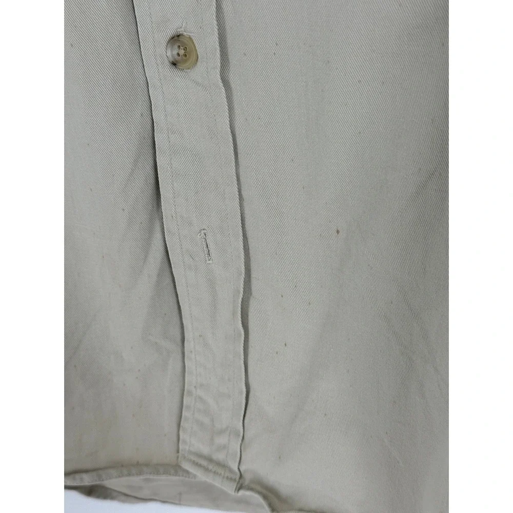 Banana Republic Vintage Mens Khaki Cotton Twill Roll Tab Safari Work Shirt Tan S